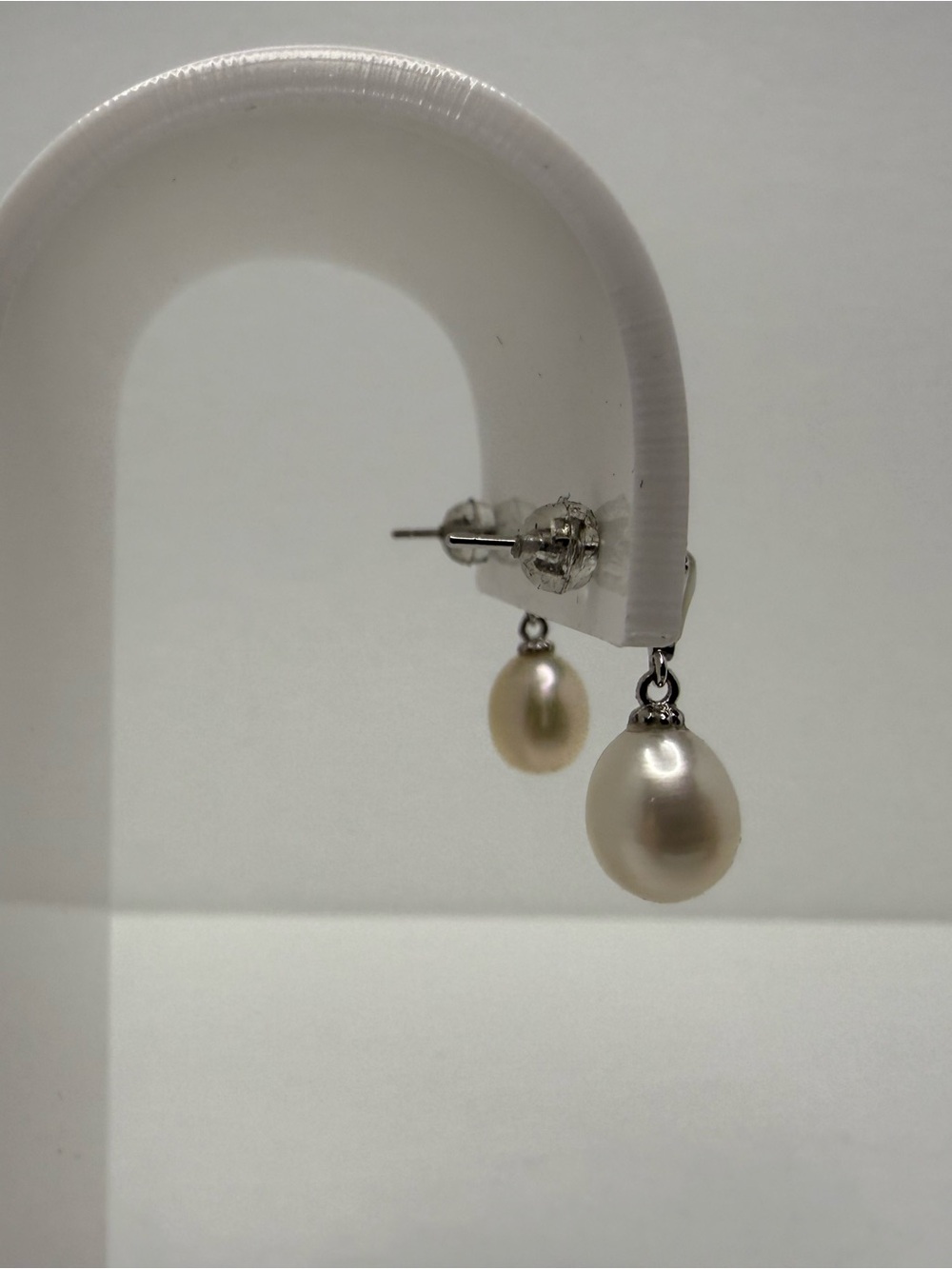 925 Sterling Silver Pearl Drop Earrings - White Pearl - Picture 4 of 15